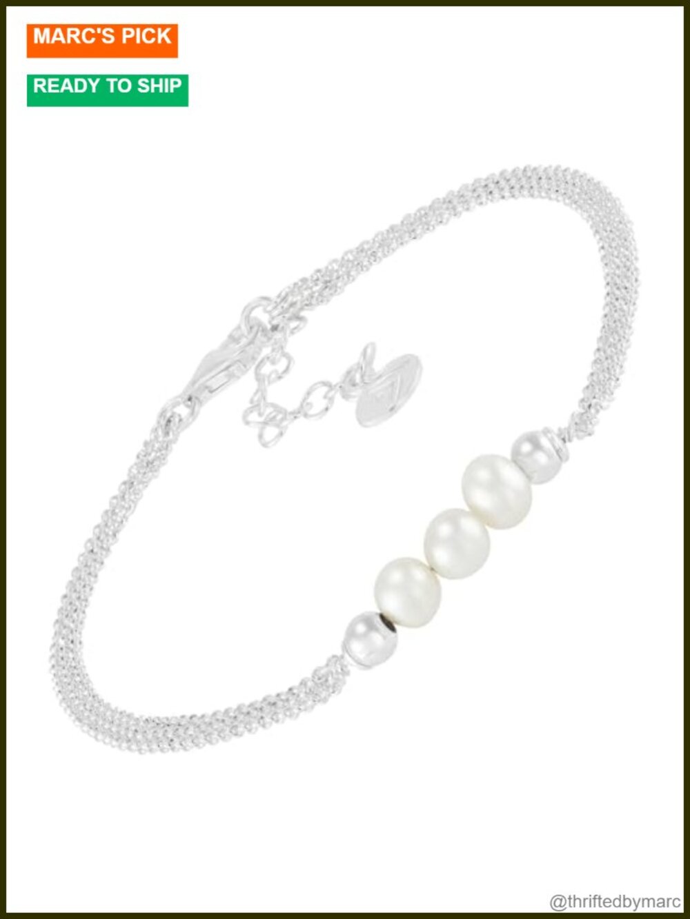 Sterling Silver Freshwater Pearl Multi-Strand Bracelet 7in Adjustable